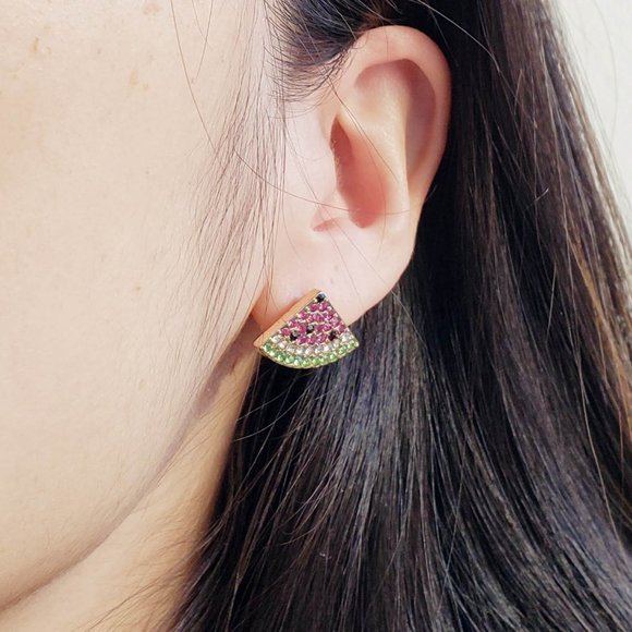 ✿3for$10✿ Festive Watermelon Stud Earrings by Aldo - Picture 1 of 3